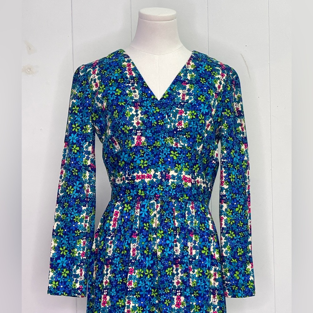 Vintage 1960’s Barkcloth Floral Maxi Dress